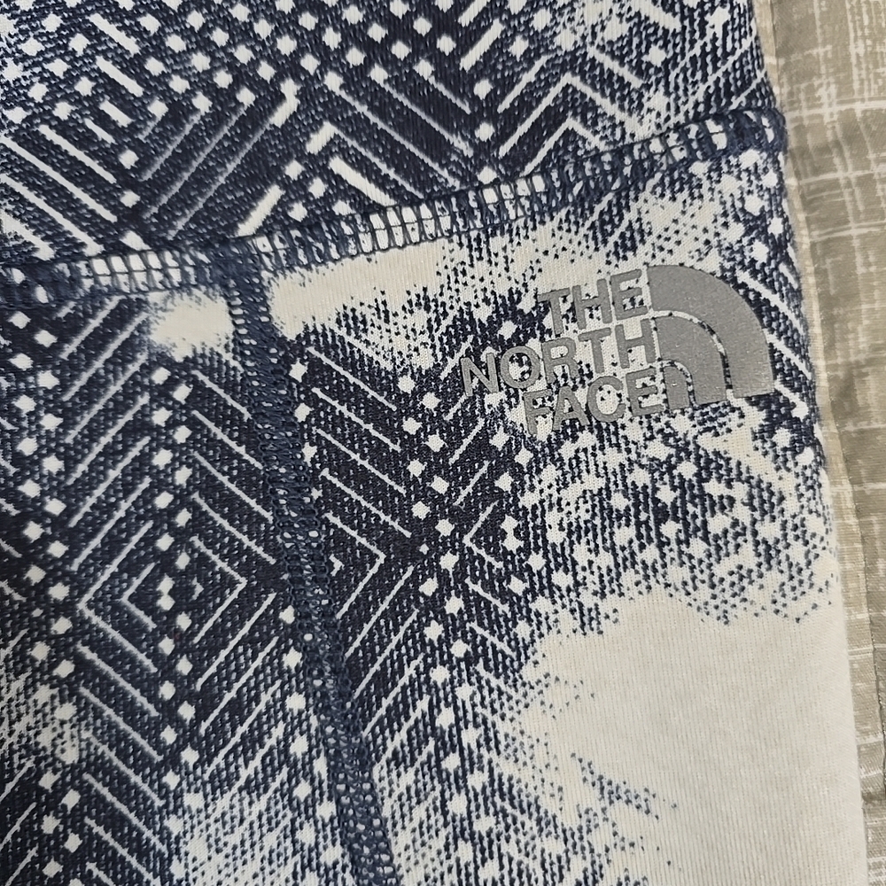 The North Face Blue And White Patterned Leggings Sz M with Drawstring - Picture 4 of 10
